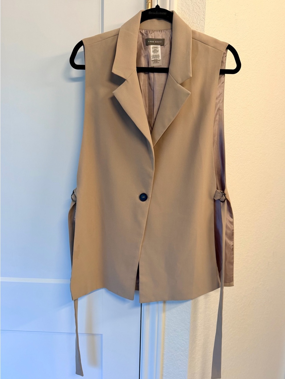 Beige Sleeveless Trench Vest